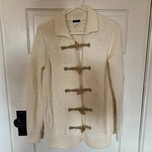 J.Crew Toggle Rope Off-White Cream Cardigan, 100% Cotton, Size S